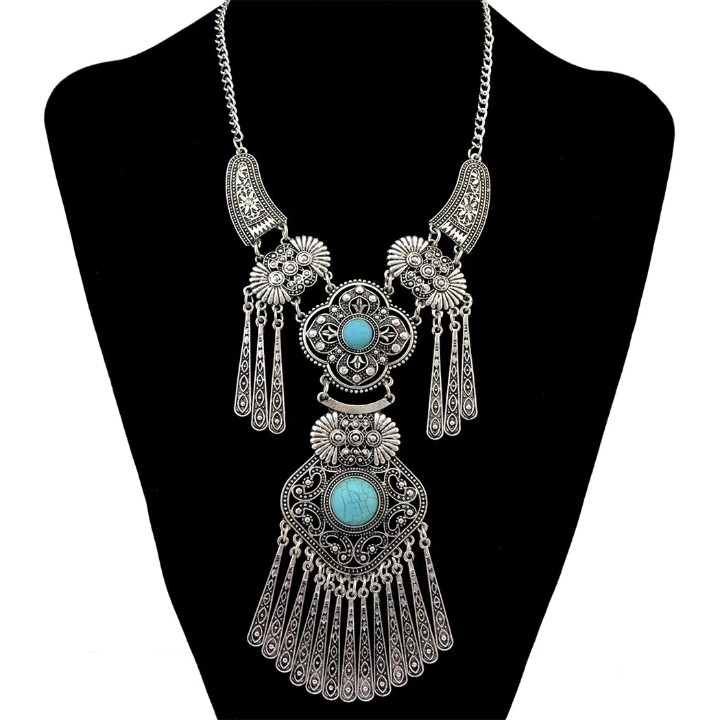 Türkei Bohemian Schwarz Blau Stein Ethnische Münze Quaste Halskette Türkische Gypsy Boho Strand Halsband Lätzchen Indien Halskette für Frauen Party So ist Leben