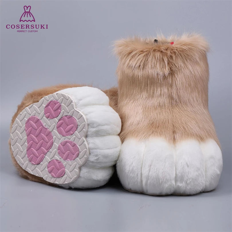 Kigurumi Fursuit Feline und Canine Paw Schuhe Pelzige Cosplay Schuhe Comic Con Performance Schuhe So ist Leben