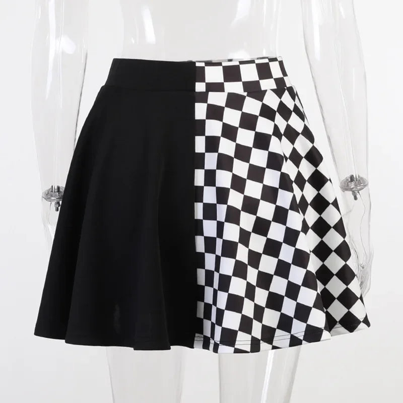 Patchwork Goth Plaid sexy Minirock Frauen Harajuku Mode Falten rock Punk ästhetische Sommer hohe Taille Rock 2021 So ist Leben
