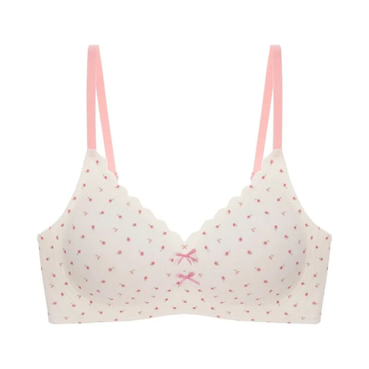 Bescheidener BH im französischen Stil für Mädchen, vollständig bedeckendes Blumenmuster, keine Bügelunterstützung für kleine Brust, Anti-Durchhängen MOYISU Sexy So ist Leben