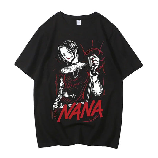 Black Stones Nana Osaki Baumwoll-T-Shirt männlich Y2k Grafik Pastell ästhetisches T-Shirt 2000er Kawaii Pastell Anime 2000er Bequem So ist Leben