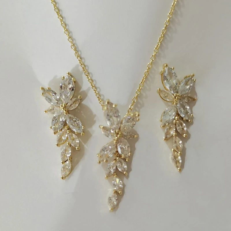 Zwei Größe Neue Design Luxus AAA Zirkon Olivenzweig Ohrringe und Anhänger Schmuck Sets Für Mode Frauen Hochzeit Schmuck Set AS128 So ist Leben