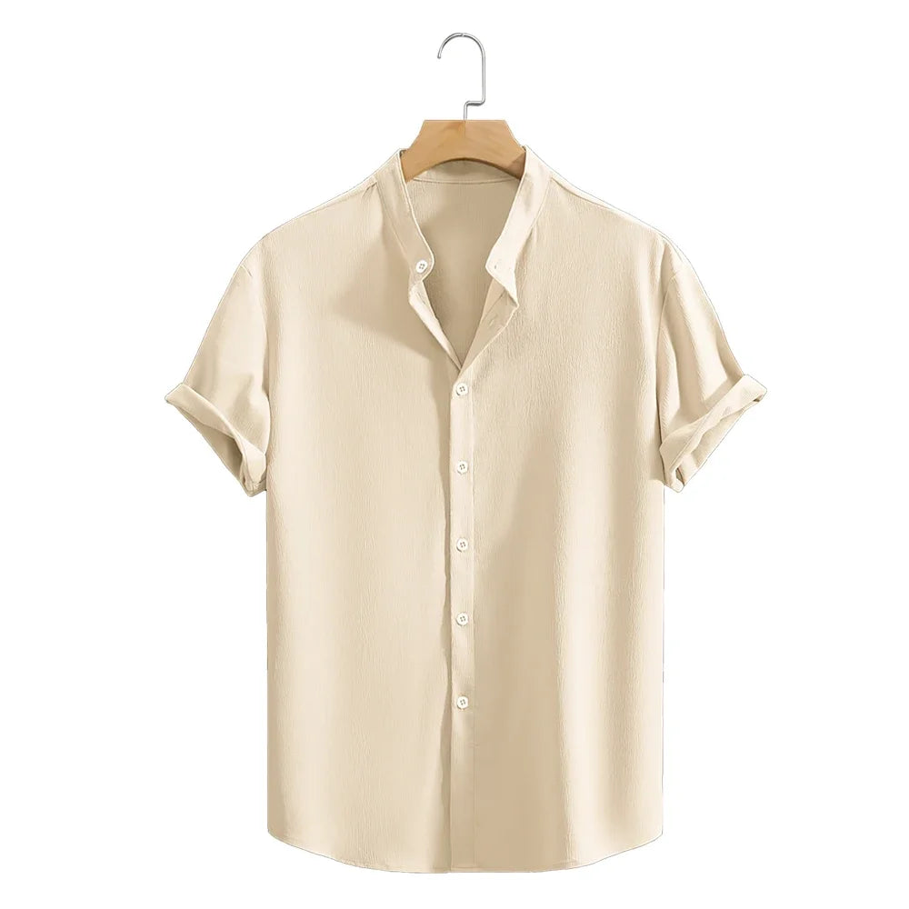 Jugend Casual Strand Kurzarm Shirts Einfarbig Lose Beiläufige Atmungsaktive Hemd Leichte Streetwear Männliche Taste Tops So ist Leben