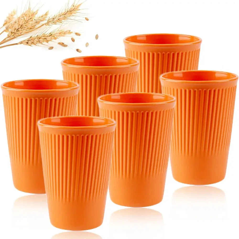 Eco-Friendly Wheat Straw 6Pcs/Set Unbreakable Multi-Purpose Drinking Cups Biodegradable Round Toothbrush Cup BPA-Free - So ist Leben