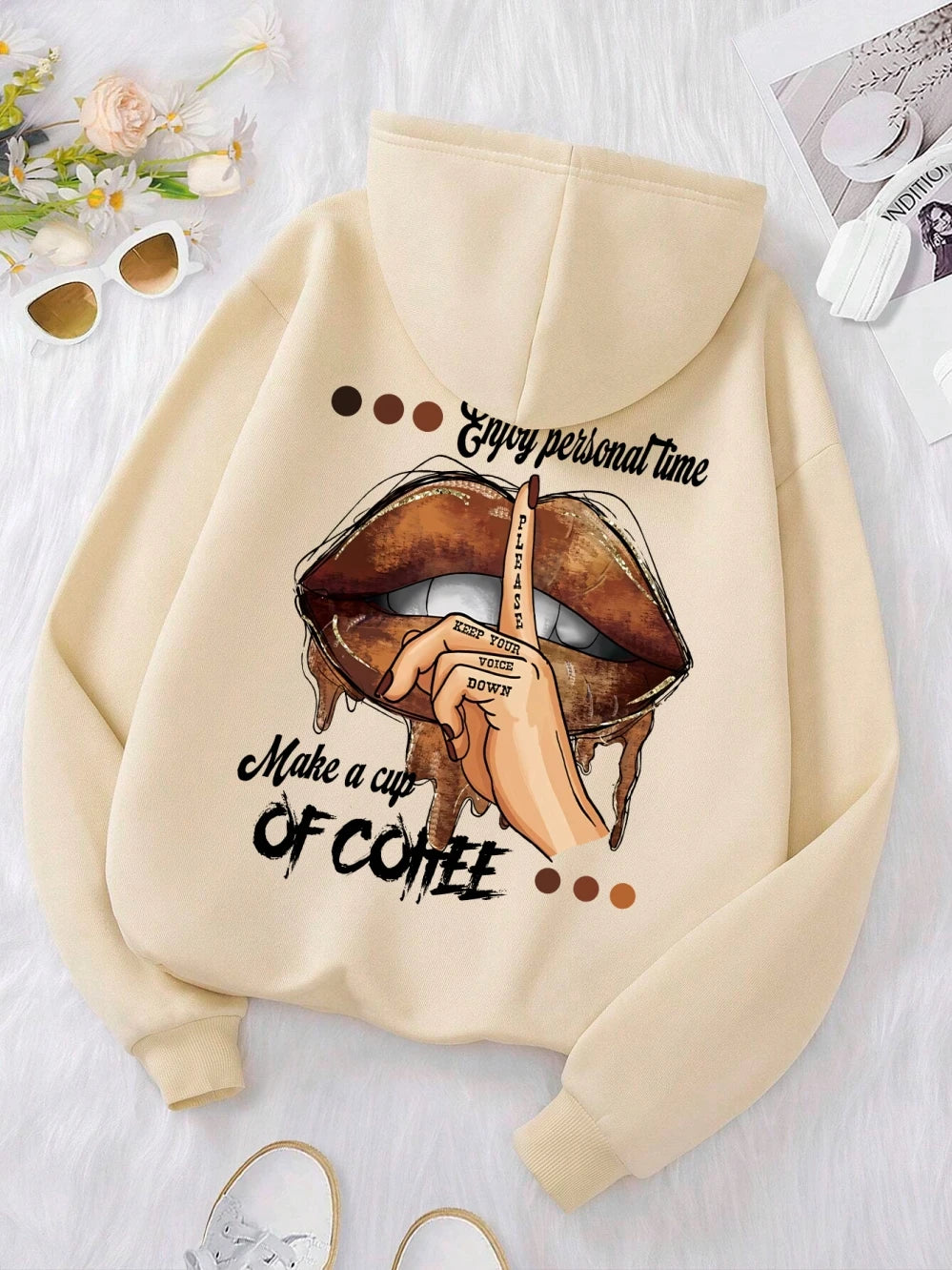 Weiche, kleine, übergroße Sweatshirt-Fleece-Hoodies mit Aufdruck - So ist Leben