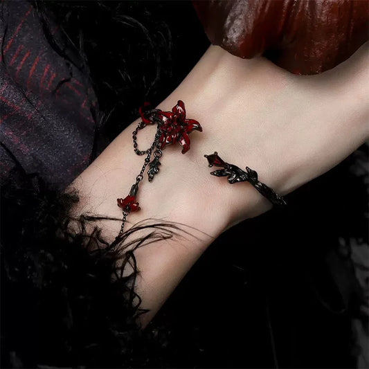 Dunkelheit Schmuck Goth Mandala Blume Manschette Armreifen Goth Krähe Armreif Punk Süße Cool Girl Feder Armband Zubehör Geschenke So ist Leben