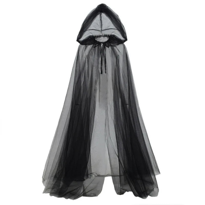 Schwarzer Brautschal Hexe Vampir Cosplay Umhang Halloween Doppelumhang Spiel Party Kostüm Requisiten Urlaub Dress Up So ist Leben