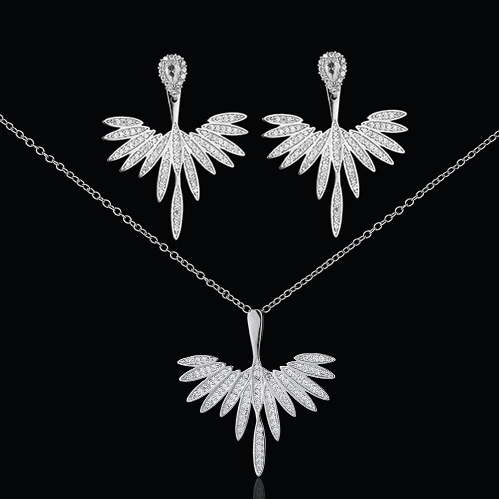 Zwei Größe Neue Design Luxus AAA Zirkon Olivenzweig Ohrringe und Anhänger Schmuck Sets Für Mode Frauen Hochzeit Schmuck Set AS128 So ist Leben