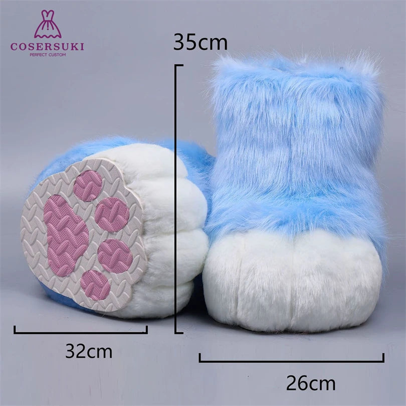 Kigurumi Fursuit Feline und Canine Paw Schuhe Pelzige Cosplay Schuhe Comic Con Performance Schuhe So ist Leben