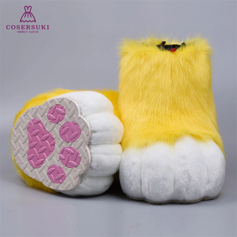 Kigurumi Fursuit Feline und Canine Paw Schuhe Pelzige Cosplay Schuhe Comic Con Performance Schuhe So ist Leben