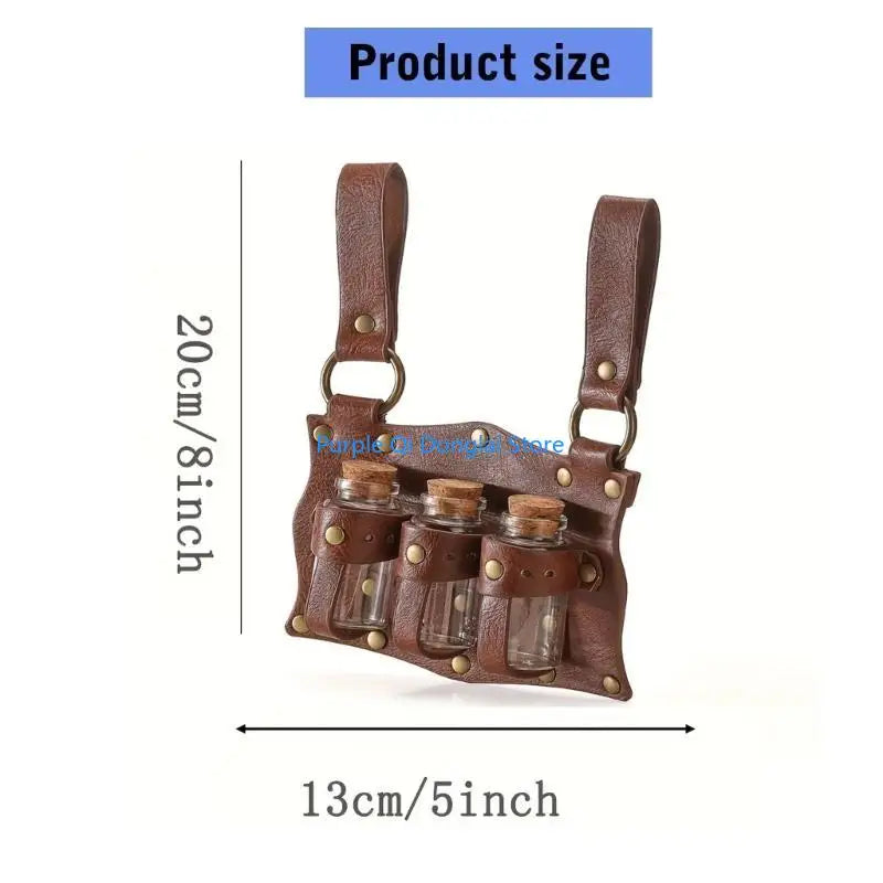 L21E Alchemist Belt Steampunk Kostüm PU Ledertrankträger Magics Flügelhalte So ist Leben
