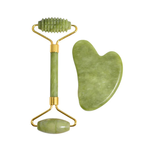 2 stücke Jade Massagegeräte Für Gesicht Körper Gua Sha Schaber Schönheit Gesichts Roller Set Natürliche Gouache Stein Massage Abnehmen Hautpflege heben So ist Leben