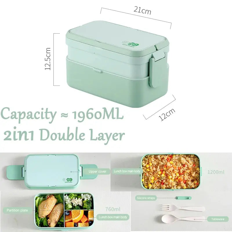 Eco-Friendly Bamboo Fiber Lunch Box Microwave Leakproof Bento Container for School/Office/Picnic Portable Food Storage Container - So ist Leben