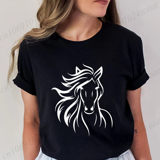 New Fashion Men Women T Shirt Horse Heartbeat Design Adults Children's Clothing Fashion Harajuku Horse Lover Tee T-Shirt Gifts So ist Leben