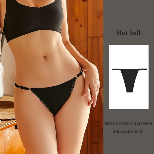 Sexy Frauen Baumwolle Tangas verstellbaren Gürtel nahtlosen Höschen atmungsaktive niedrige Taille Dessous weibliche weiche einfarbige Intimates So ist Leben