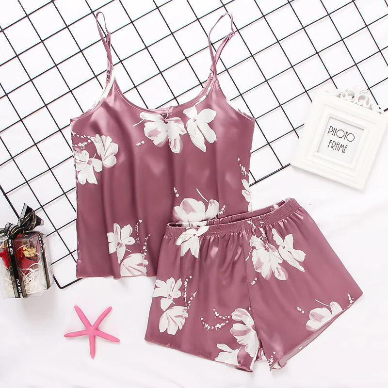 Damen Satin Seide Spitze Cami Weste Shorts Dessous Pyjamas Set Sommer Frauen Pyjamas Sets Zwei Stück Set Pijama Für Frau So ist Leben