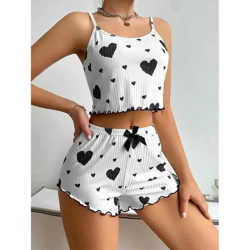 Lässige, weiche, kurze Nachtwäsche-Tanktops mit Liebesdruck - So ist Leben