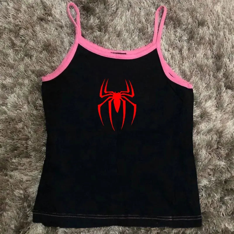 Y2k Tank Tops Sexy Frauen Sommer Camis Punk Y2K Harajuku Ärmellose Spinne Gedruckt Strumpfhosen Weste Femme Streetwear Grafik EMO Mädchen - So ist Leben