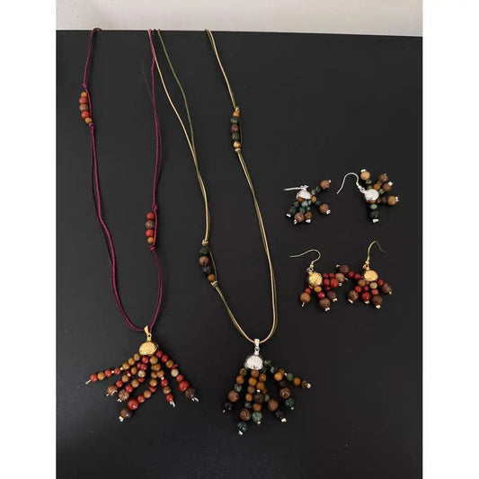 Quasten-Halskette im ethnischen Stil, modisches böhmisches Design, Vintage-Pullover-Kette mit Fruchtmuster, Holzperlen, normale Kette So ist Leben