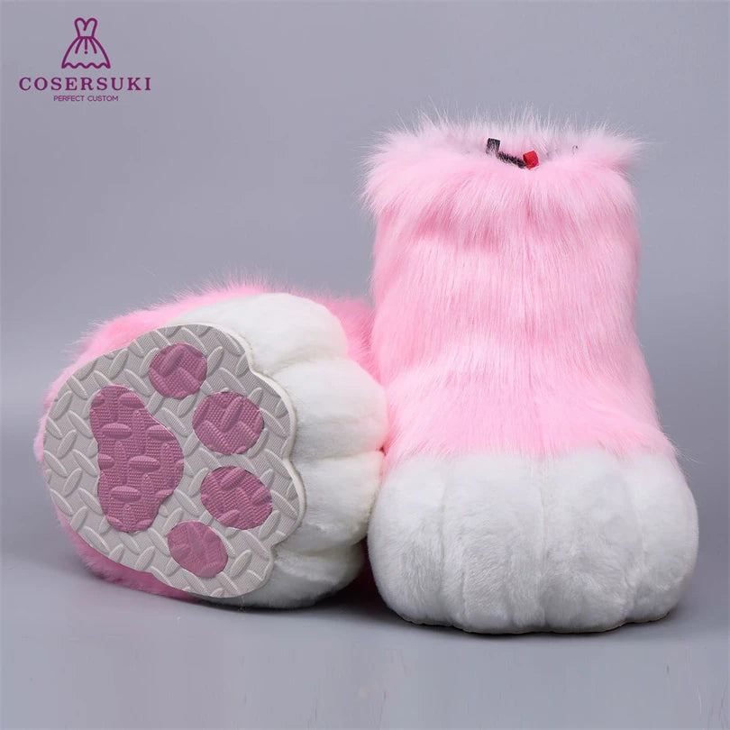 Kigurumi Fursuit Feline und Canine Paw Schuhe Pelzige Cosplay Schuhe Comic Con Performance Schuhe So ist Leben