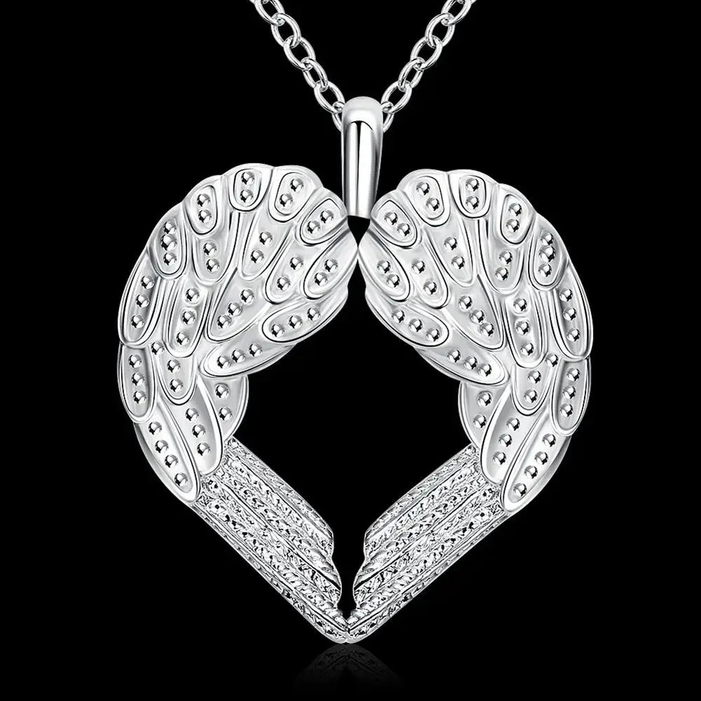 925 sterling Silber Engel flügel herz Anhänger Halskette Für Frauen luxus mode party hochzeit zubehör Schmuck Weihnachten geschenk So ist Leben