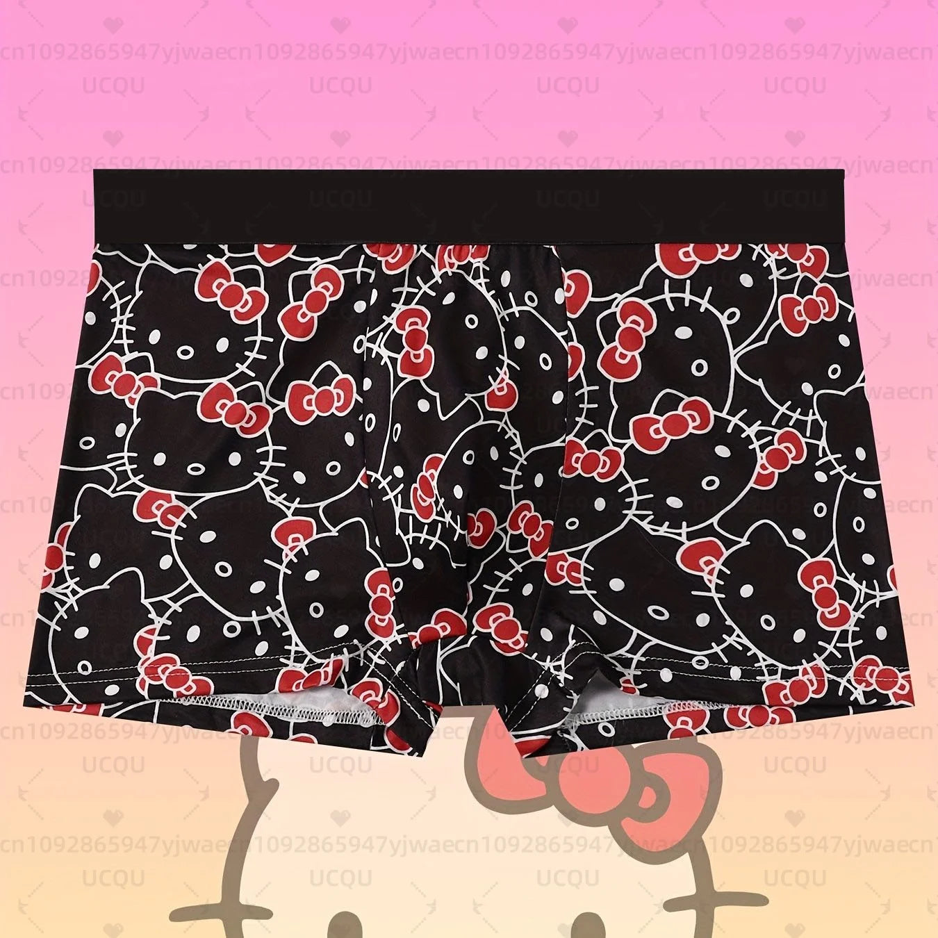 6 Stück Hello Kitty Print Herren-Sport-Boxershorts, Unterwäsche, Übergröße, atmungsaktiv, schnell trocknend, Damen-Boxershorts So ist Leben