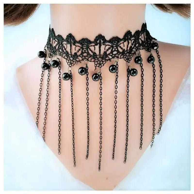 Anhänger weiße Spitzenkragen-Halskette für Frauen und Mädchen, dunkler Loli-Stil, Halloween-Schmuck - So ist Leben