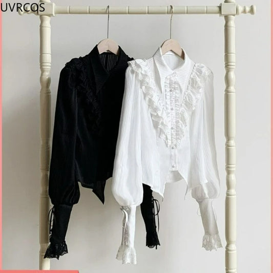 Japanische Kawaii Lolita Blusen Frauen Viktorianischen Vintage Laterne Hülse Shirts Tops Y2k Ästhetischen Cospaly JK Blusas Mujer De Moda - So ist Leben