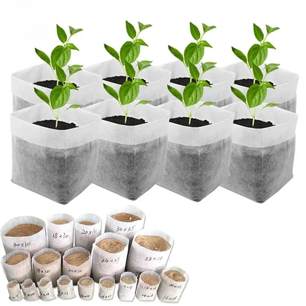 Eco-Friendly Biodegradable Nursery Bags for Plant Growth - Set of 100 Non-woven Fabric Seed Sowing Flower Pots Gardening Tools - So ist Leben