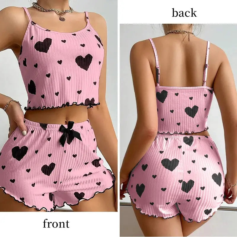 Lässige, weiche, kurze Nachtwäsche-Tanktops mit Liebesdruck - So ist Leben