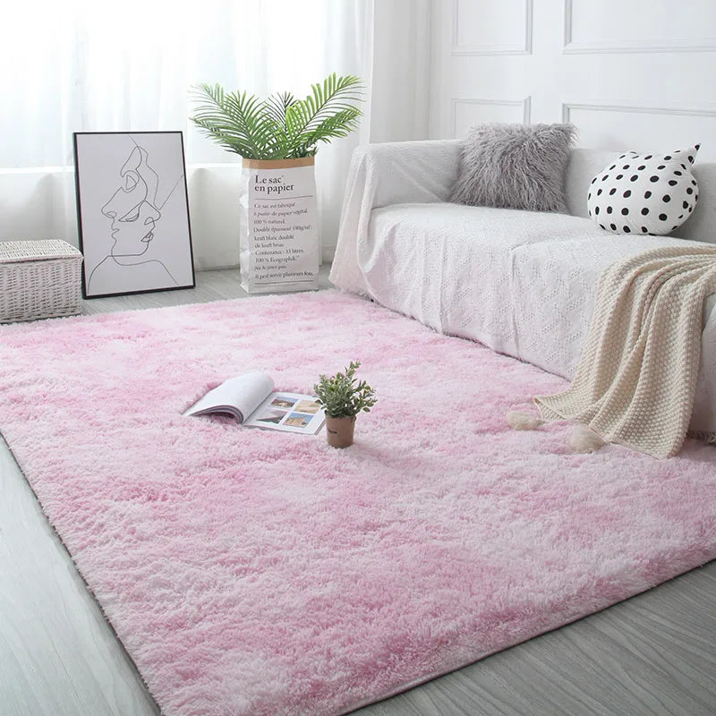 Weißer flauschiger Flurteppich Modernes Wohnzimmer - So ist Leben