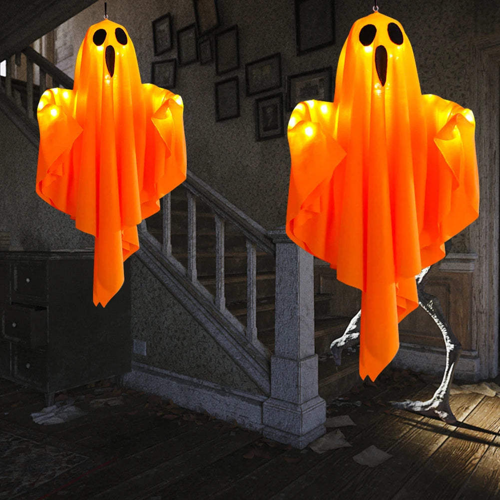 Halloween glühenden weißen Geist führte hängende Geister Horror Requisiten mit Lichterkette Indoor Outdoor Spukhaus Halloween Dekoration So ist Leben