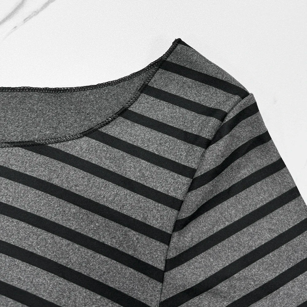 Frühling Herbst Damen Neue japanische Grundmodelle Schlankes langärmeliges gestreiftes T-Shirt Trägerloses koreanisches Street Style y2k dünne Tops So ist Leben