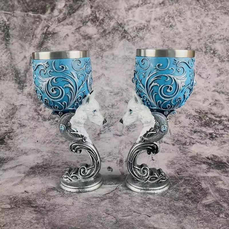 Klassischer Edelstahl‑Kelch mit Drachenmotiv und Strukturdesign So ist Leben
