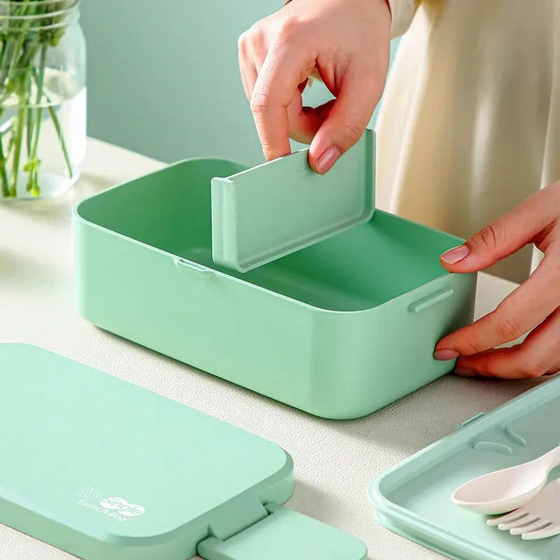 Eco-Friendly Bamboo Fiber Lunch Box Microwave Leakproof Bento Container for School/Office/Picnic Portable Food Storage Container - So ist Leben