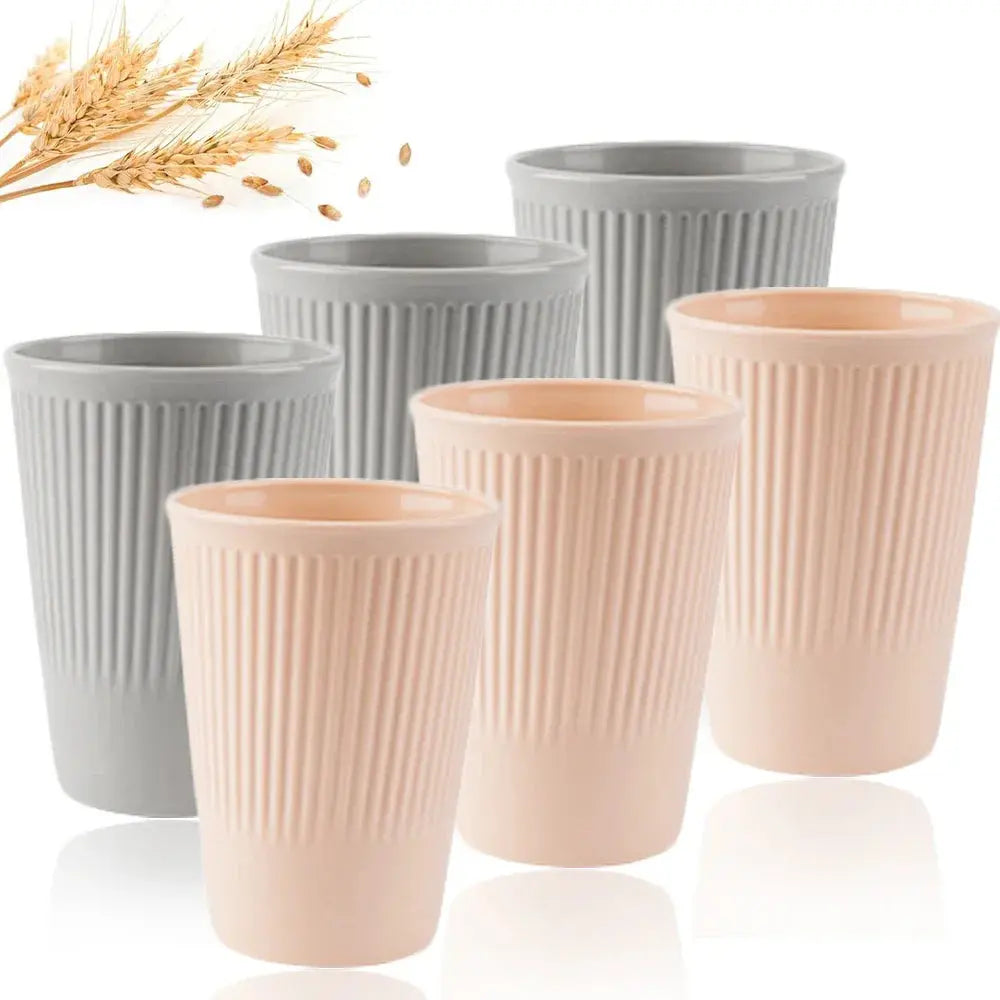 Eco-Friendly Wheat Straw 6Pcs/Set Unbreakable Multi-Purpose Drinking Cups Biodegradable Round Toothbrush Cup BPA-Free - So ist Leben