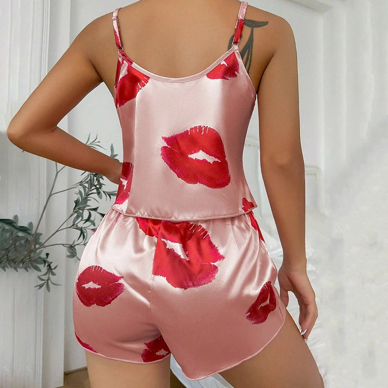 Damen Satin Seide Spitze Cami Weste Shorts Dessous Pyjamas Set Sommer Frauen Pyjamas Sets Zwei Stück Set Pijama Für Frau So ist Leben