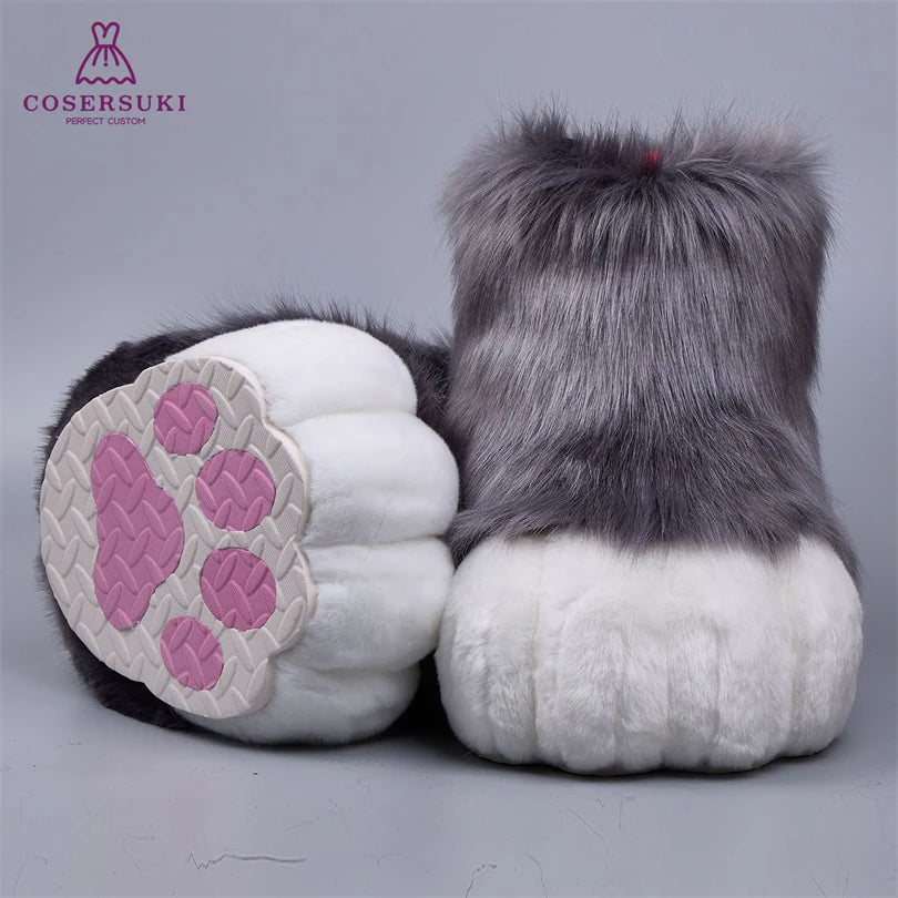 Kigurumi Fursuit Feline und Canine Paw Schuhe Pelzige Cosplay Schuhe Comic Con Performance Schuhe So ist Leben