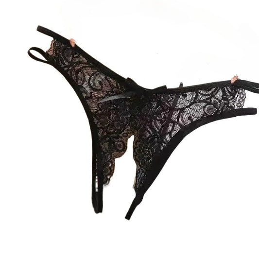 Sexy Dessous Damenhöschen, Schrittöffnung, transparente G-Strings, Tangas, solide Schleife, Unterwäsche für Damen und Damen, Spitzenhöschen So ist Leben