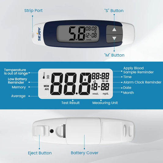 Sejoy Blutzuckermessgerät Diabetes-Testkit Diabetes-Lancetten-Maschine Glukometer mit Teststreifen Lancetten Blutzuckermessgerät So ist Leben