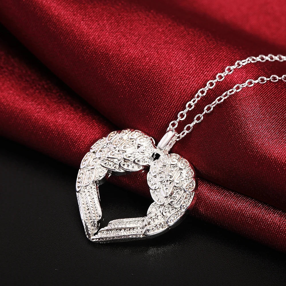 925 sterling Silber Engel flügel herz Anhänger Halskette Für Frauen luxus mode party hochzeit zubehör Schmuck Weihnachten geschenk So ist Leben