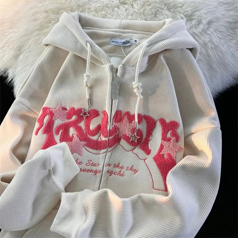 Lässiger Langarm-Sweatshirt-Hoodie mit Stickerei - So ist Leben
