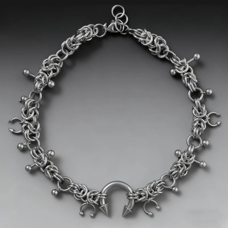 Punk Mode Edelstahl Niet Hufeisen Ring DIY Anhänger Halskette für Frauen Coole Mode Goth Schmuck Grunge Halsband So ist Leben