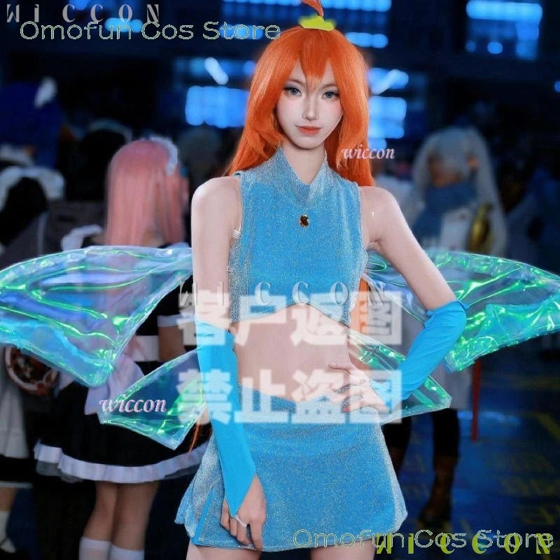 Anime Club Cartoon Prinzessin Bloom Cosplay Glänzender Rock Erwachsene Frauen Mädchen Stil Kleidung Halloween Party Dress-up Blauer Anzug So ist Leben