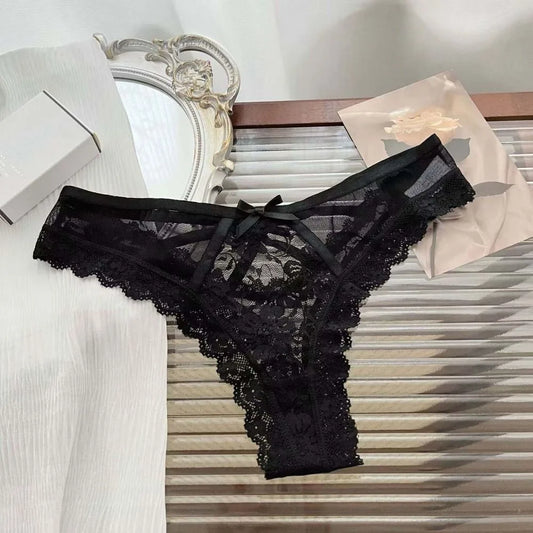 Atmungsaktive Patchwork Mesh Blumen Bowknot Höschen Rüschen Tanga Spitze Blume transparente Slips niedrige Taille aushöhlen Dame So ist Leben