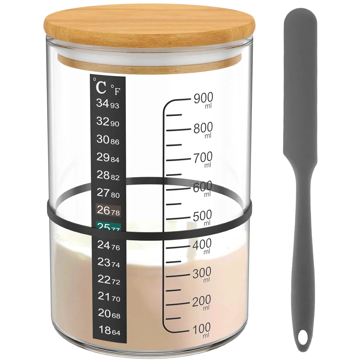 Sauerteig-Gärglas, 900 ml, Sauerteig-Starterbehälter, klares Glas, Sauerteig-Backzubehör, breite Öffnung mit Deckel - So ist Leben
