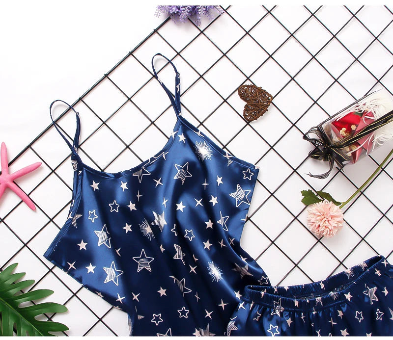 Damen Satin Seide Spitze Cami Weste Shorts Dessous Pyjamas Set Sommer Frauen Pyjamas Sets Zwei Stück Set Pijama Für Frau So ist Leben