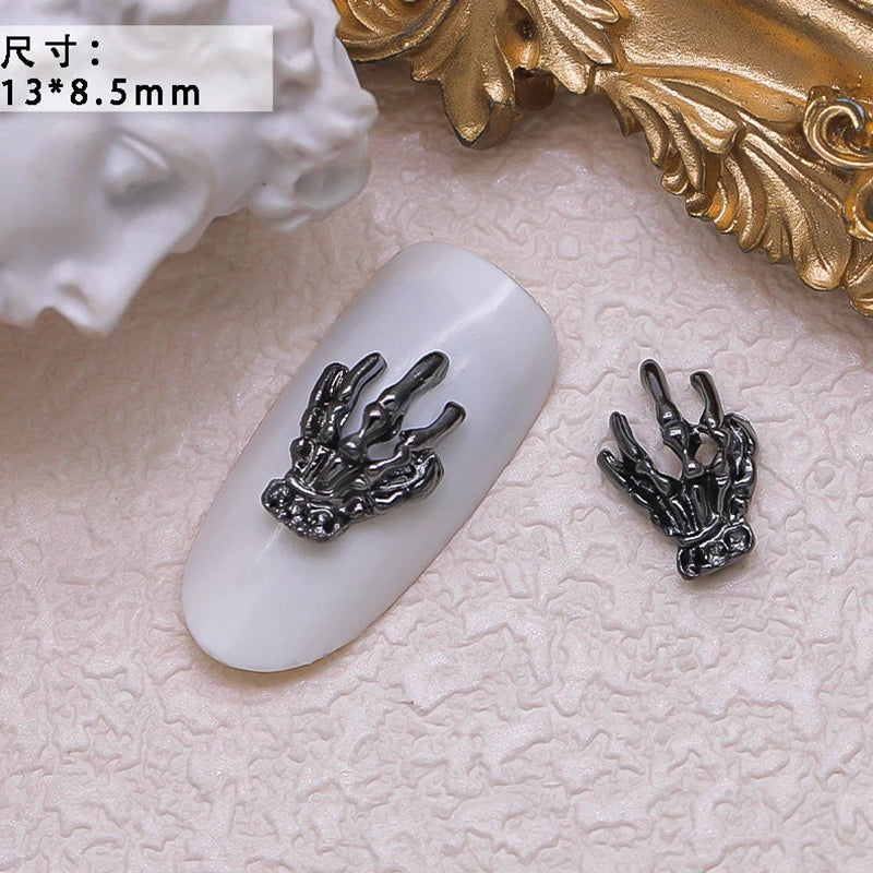 40PCS Dark Alloy Nail art Charms Schädel Bogen Skelett Palm Sinister Zubehör Für Halloween Nägel Dekoration Maniküre Liefert So ist Leben