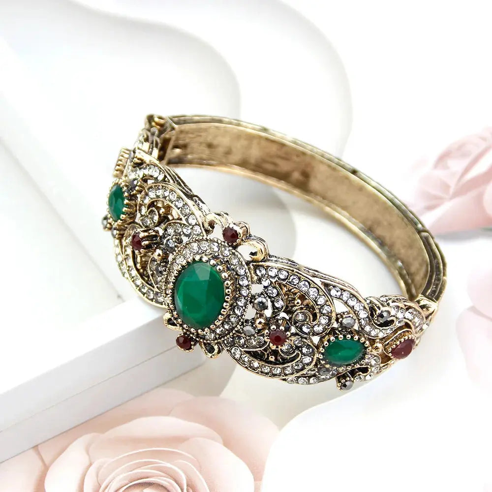 Sunspicems Indische Frauen Blume Schmuck Sets Harz Armreif Armband Ohrring Sets Türkische Haken Baumeln Ohrringe Braut Armband Geschenk - So ist Leben