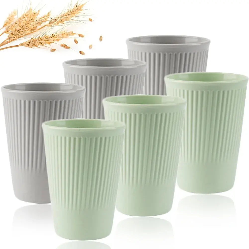 Eco-Friendly Wheat Straw 6Pcs/Set Unbreakable Multi-Purpose Drinking Cups Biodegradable Round Toothbrush Cup BPA-Free - So ist Leben